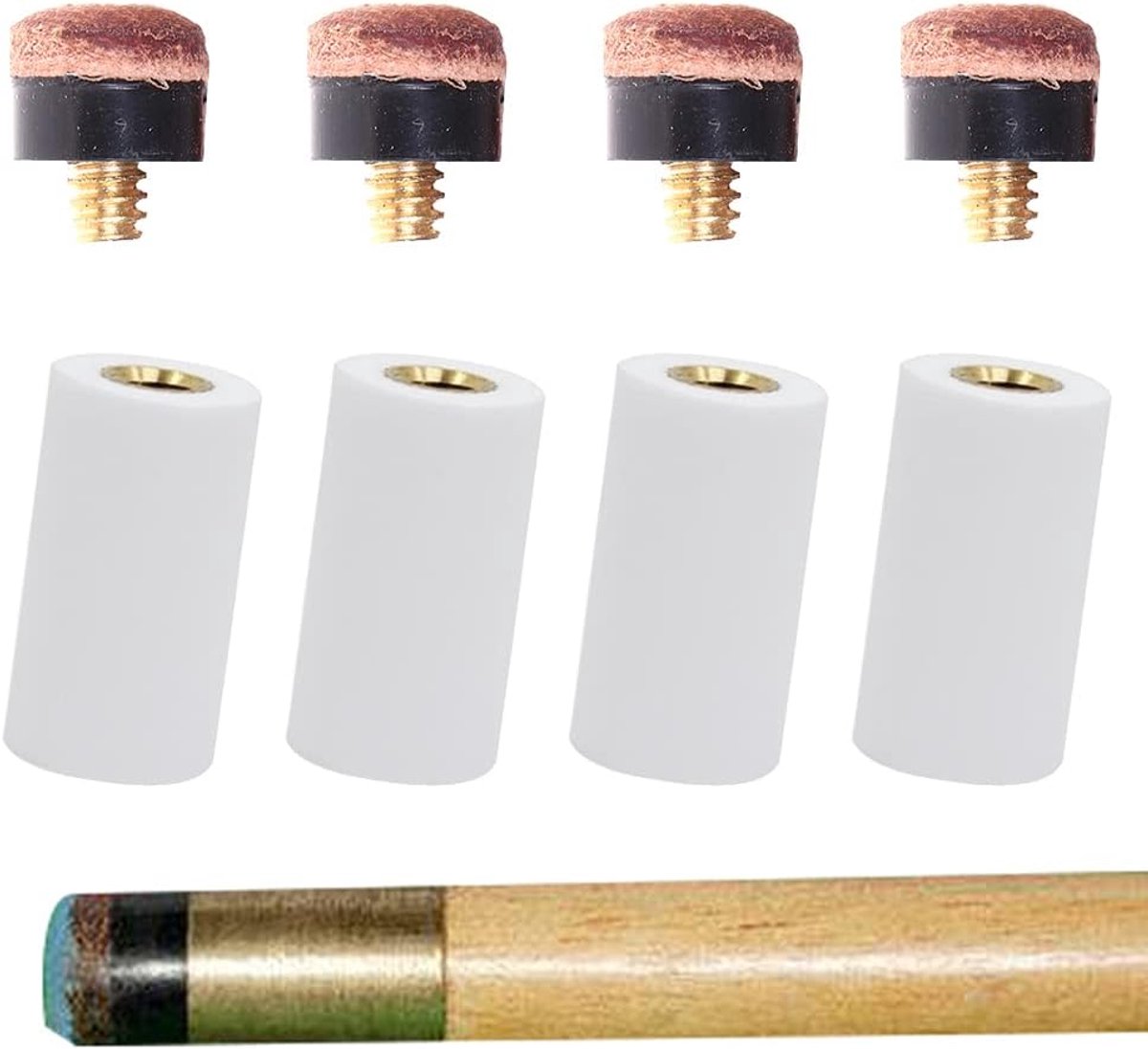 keu-punten, biljartkeu-punten, reserve schroefpunten, harde biljartkeu pool tips, keu pomerans vervangende punten voor pool keus bruine punten set biljart accessoires.