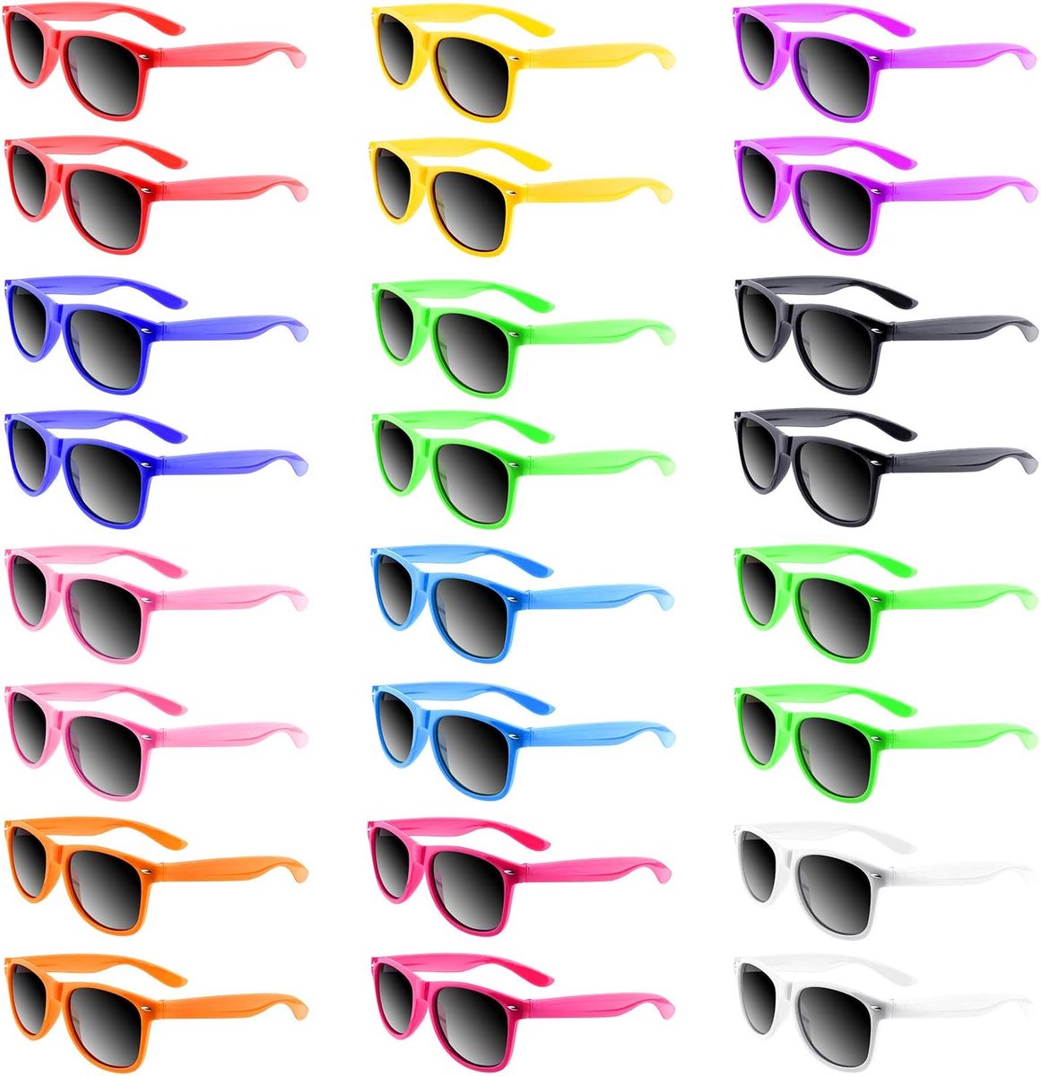 24 Pack Kids Zonnebril Bulk Neon Party Gunsten Goody Bag Vulstoffen voor Strand Verjaardagsfeest Zwembad Party Benodigdheden, 12 Kleuren