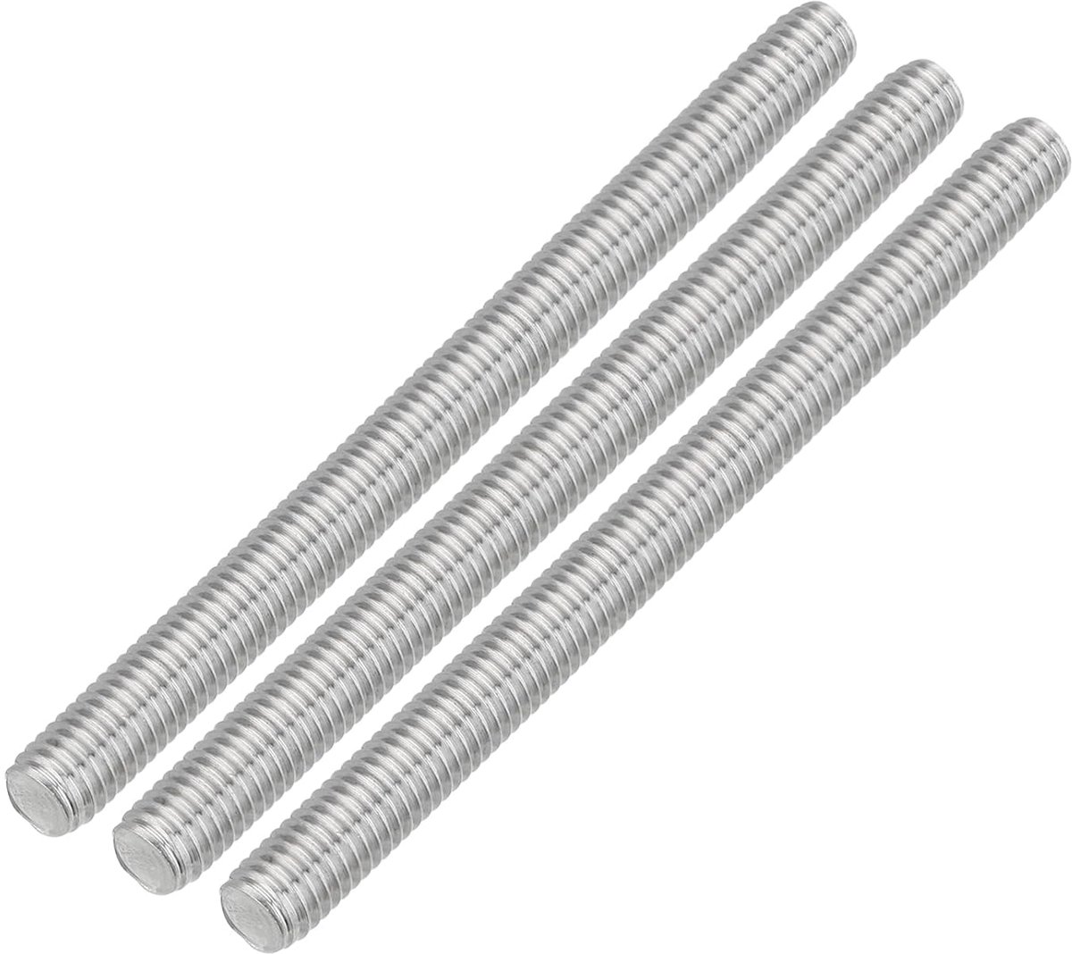 3 stuks draadstangen, M8 x 100 mm roestvrij staal, 304 klinknagels, stang met rechtse schroefdraad, M8-1,25 schroefdraadstang voor montage van meubels en machines