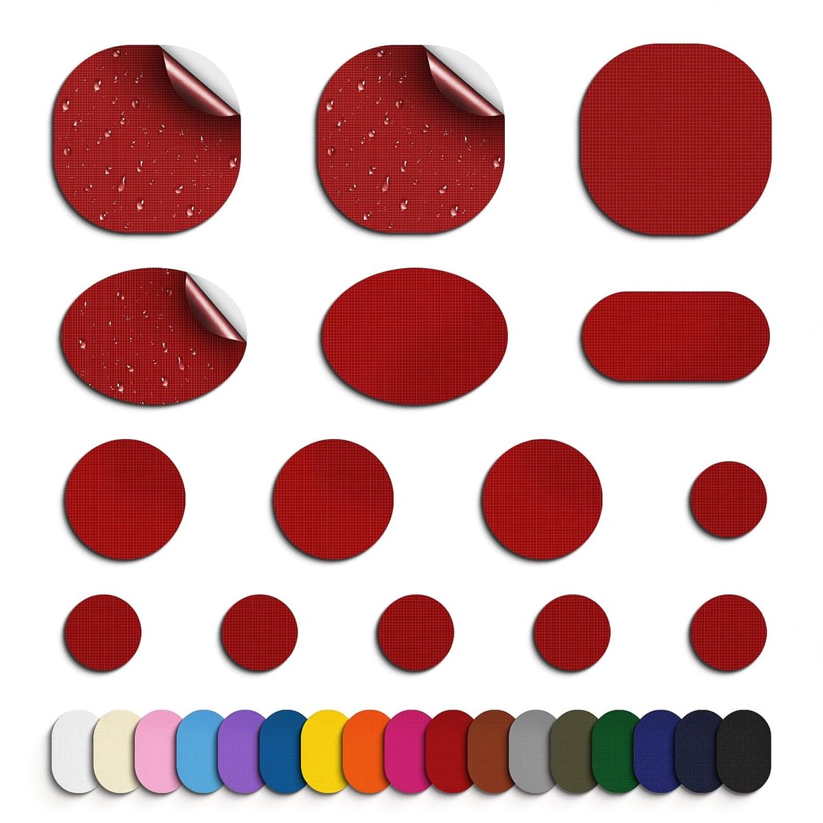 45 stuks donsjack reparatiepatch voor donsjassen, jassen, nylon stof reparatietape voorgesneden zelfklevende patches voor kleding, donsjack scheuren, tent, bovenkleding, waterdicht