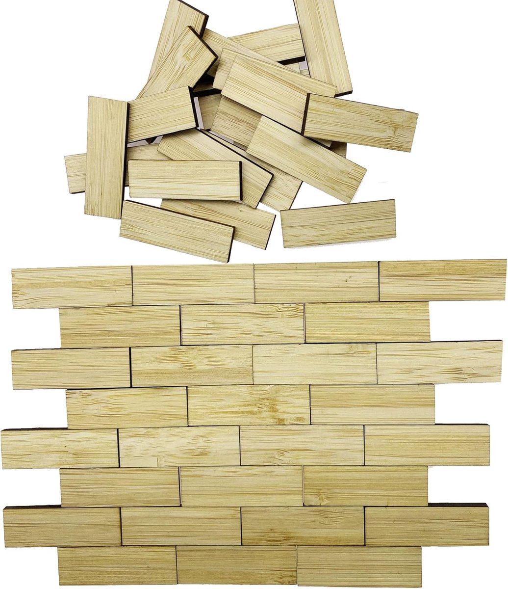 50 stuks miniatuur vloerplanken miniatuur bamboe vloerplanken vloerplanken klein miniatuur poppenhuis voor mini-tuinaccessoires (Rectangle)