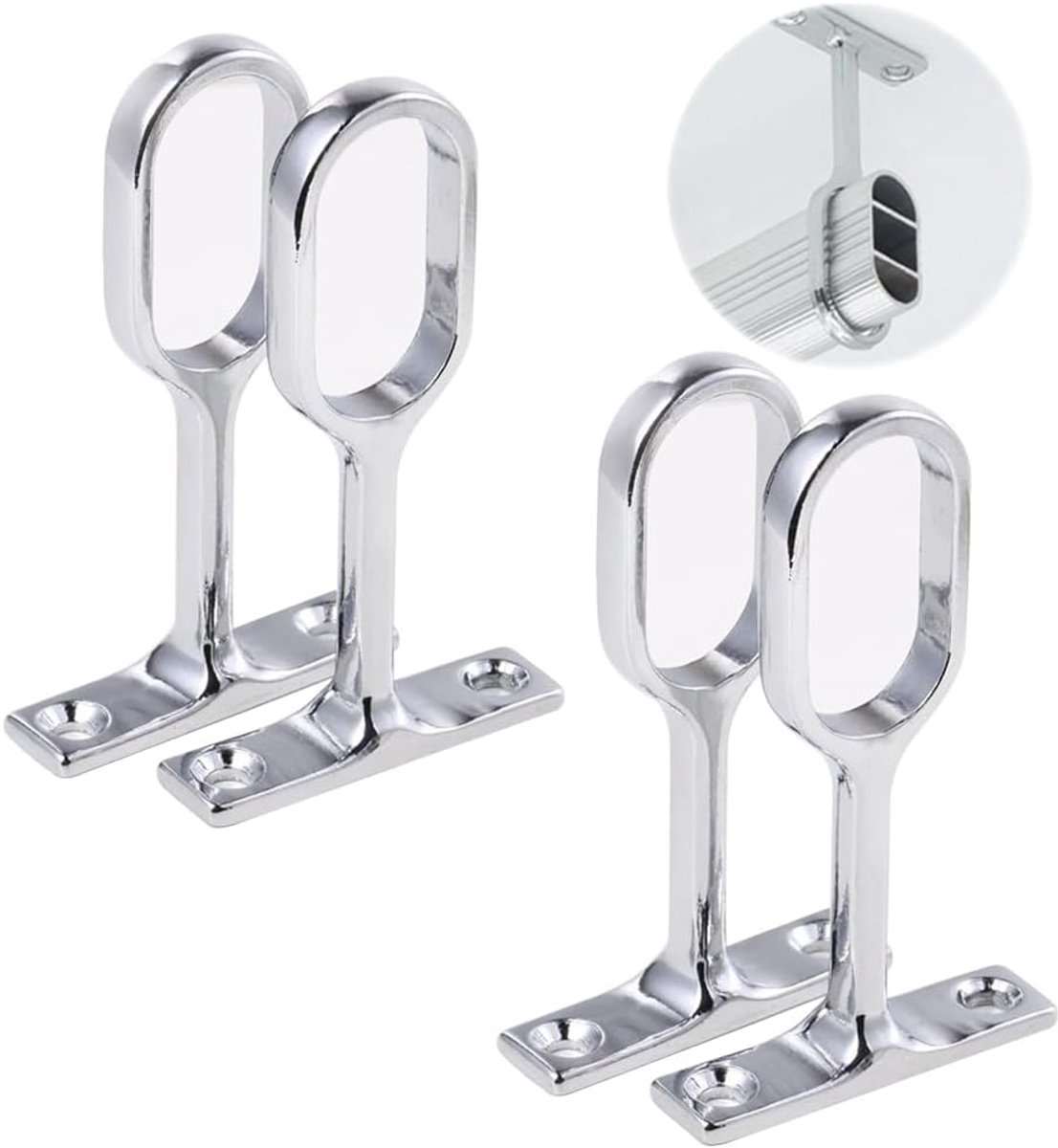 Stangen, gordijnroede voor plafondhouder, steunsteun, legering ellipsvormige houder, ronde roestvrijstalen buishouder, kaststang, voor wastafel, 16 mm (4)