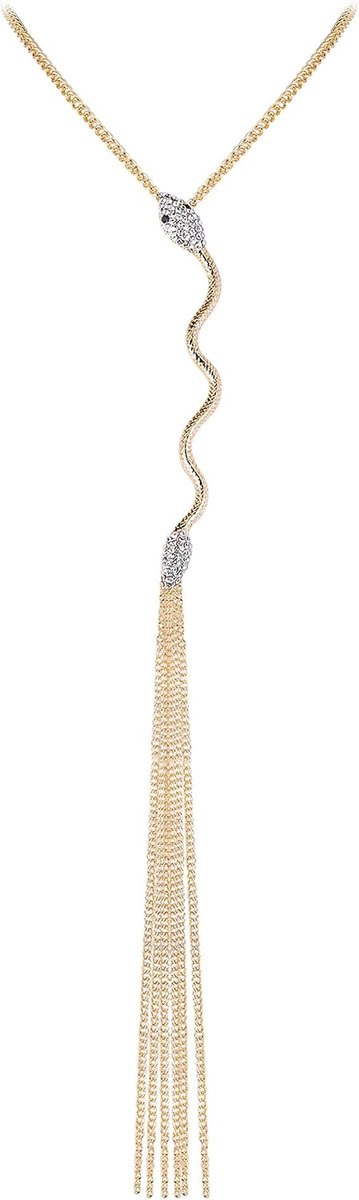 FAITH Slang Halsketting Kristal Lange Snake Hanger Art Deco Kostuum Statement Gouden Trui Ketting