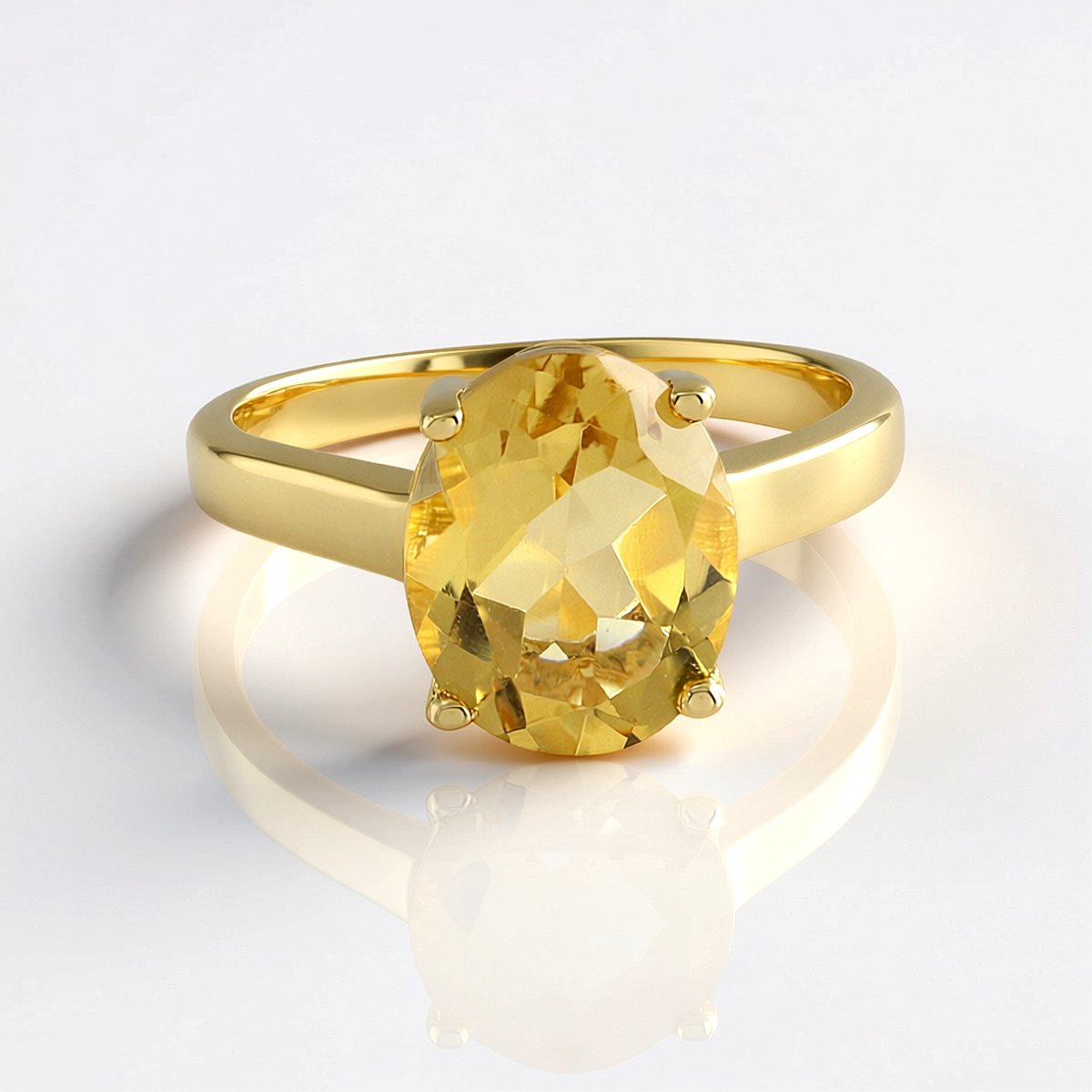 Cavill - Elegante damesring 925 Sterling Zilver met vergulde finish - 2,91 ct ovale Champagnekwarts uit Brazilië - warme goudtinten