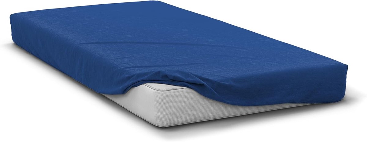 Hoeslaken, 140 x 190 + 30 cm, spanhoogte blauw