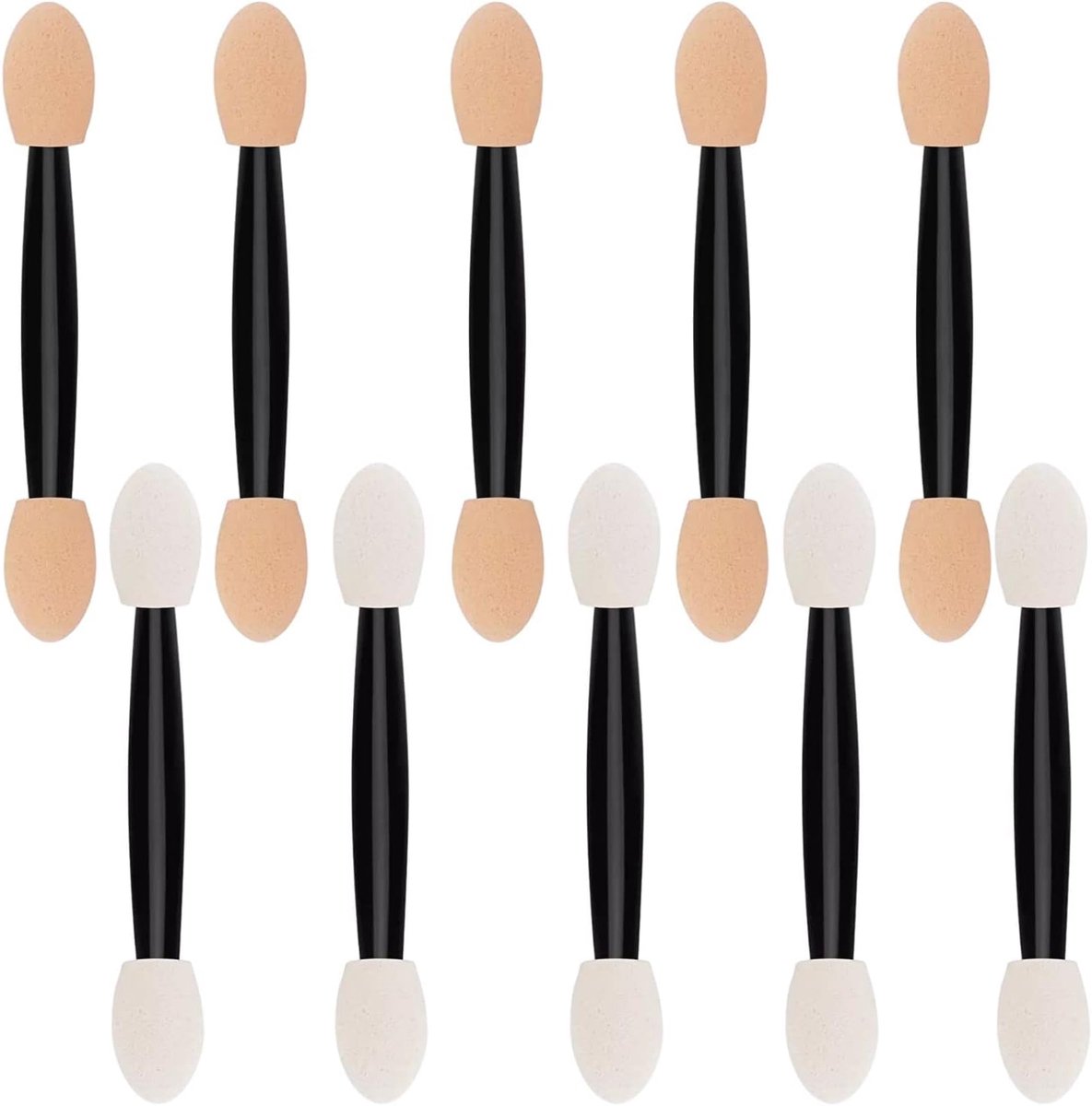 10-delige oogschaduw-applicator, wegwerpkwast, make-upkwast, oogschaduwkwast, dubbelzijdig, spons met kant, voor het aanbrengen van make-up (zwart)