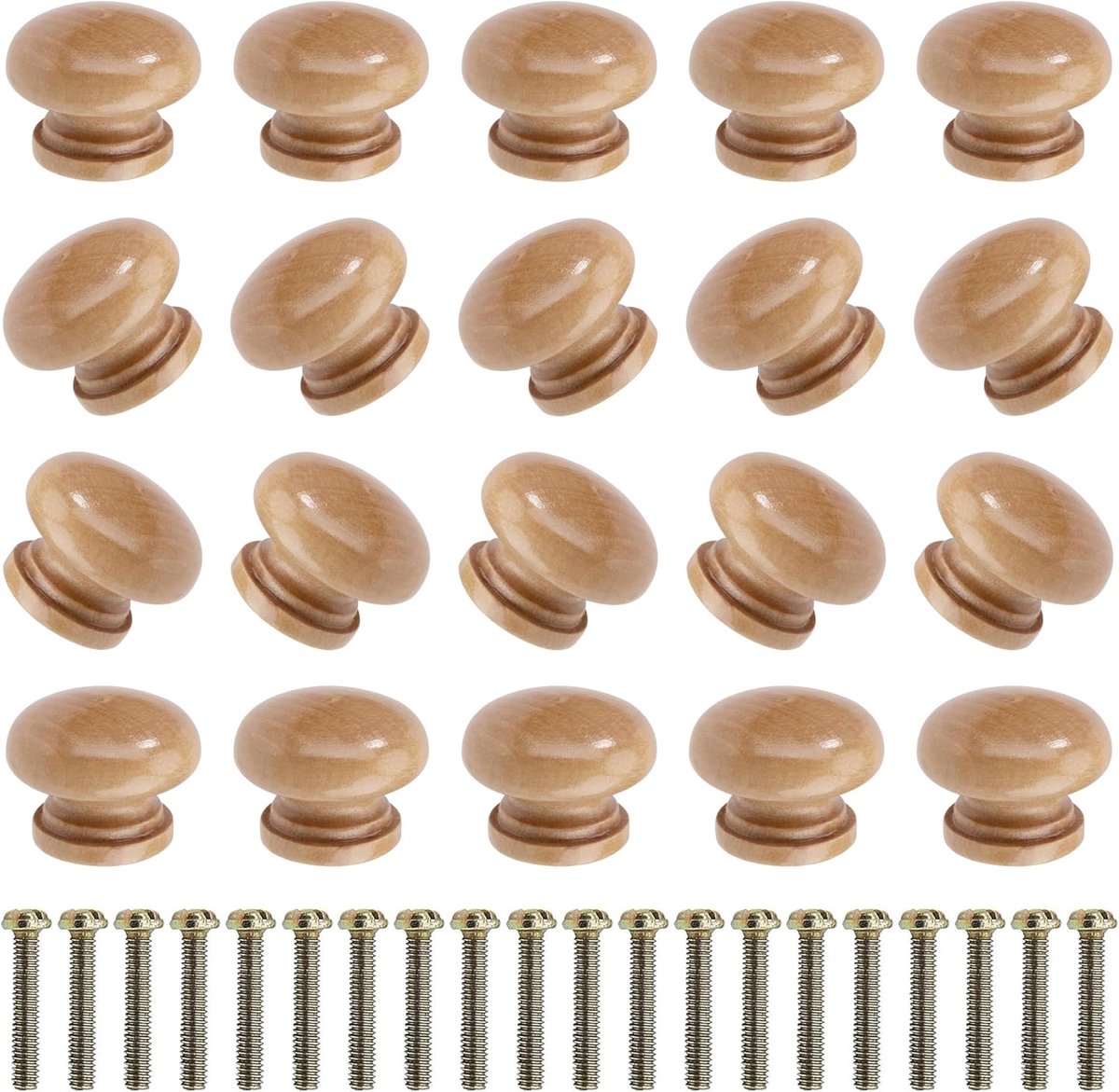Deurknoppen, geschilderd, paddenstoelvorm, trekgreep met schroeven voor kast, garderobe, lade, keukenkast, 20 stuks