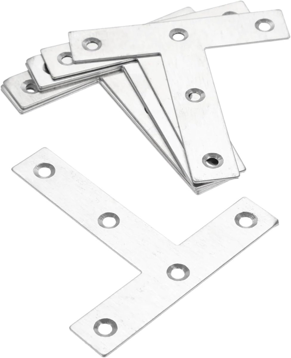 10ST Rvs Hoek Plaat Hoek Brace Platte T Vorm Reparatie Beugel Brace Beugels Connector Meubels Fixing-Corner