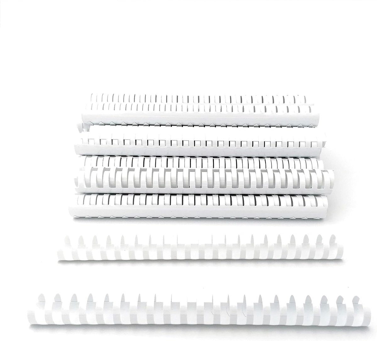 Achterkant van kunststof met spiraalbinding, 21 ringen, diameter 25 mm, formaat A4, inhoud 181-200 vellen, kleur wit, 50 stuks