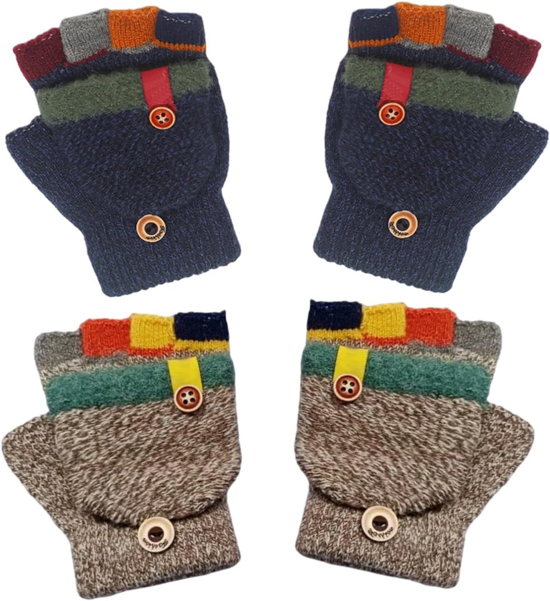 Handschoenen voor kinderen, warme handschoenen, gebreide handschoenen voor kinderen, halve vingerhandschoenen, schattige kinderhandschoenen, zachte handschoenen, Navy Blauw