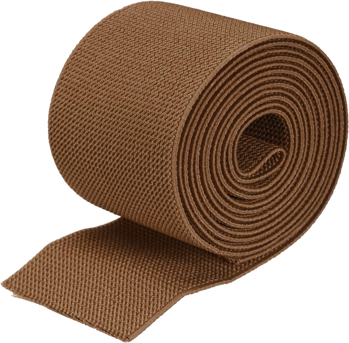 sourcing map Keper Elastiek, dubbelzijdig, 2,8 inch, plat, 5 meter, 1 rol, platte elastische band, koord, bruin, voor naaien en tailleband