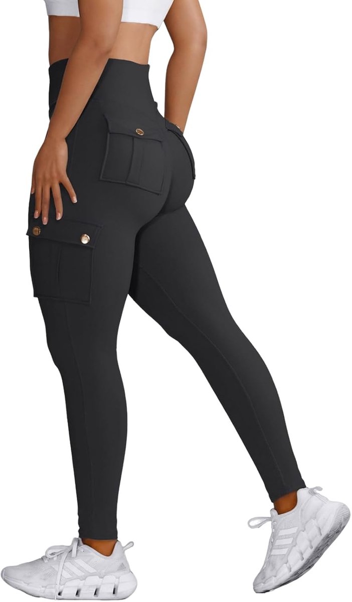 Sportlegging voor dames, hoge taille, zakken, elastisch, joggen, hardlopen, gym, fitness, yoga, vrijetijdsbroek