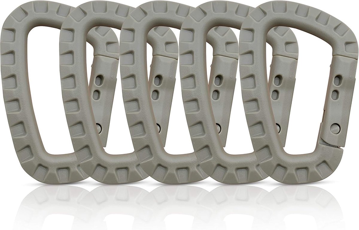 kunststof - karabijnhaak plastic - karabijnhaak tactisch zwart - kunststof karabijnhaken groot - Molle D-vorm - outdoor ABS karabijnhaak - 5 stuks