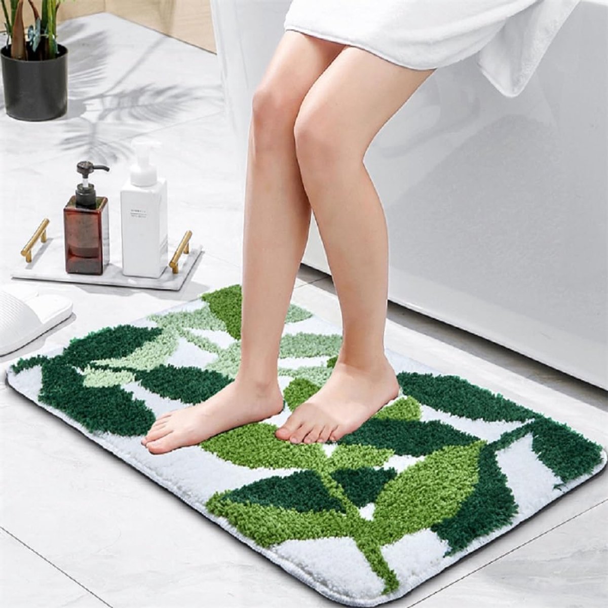 blad badkamer tapijten met rubberen achterkant antislip 3D getuft absorberende badmat machine wasbaar schattige zachte kinderen huisdieren vloermat tapijt voor badkamer keuken slaapkamer deurmat