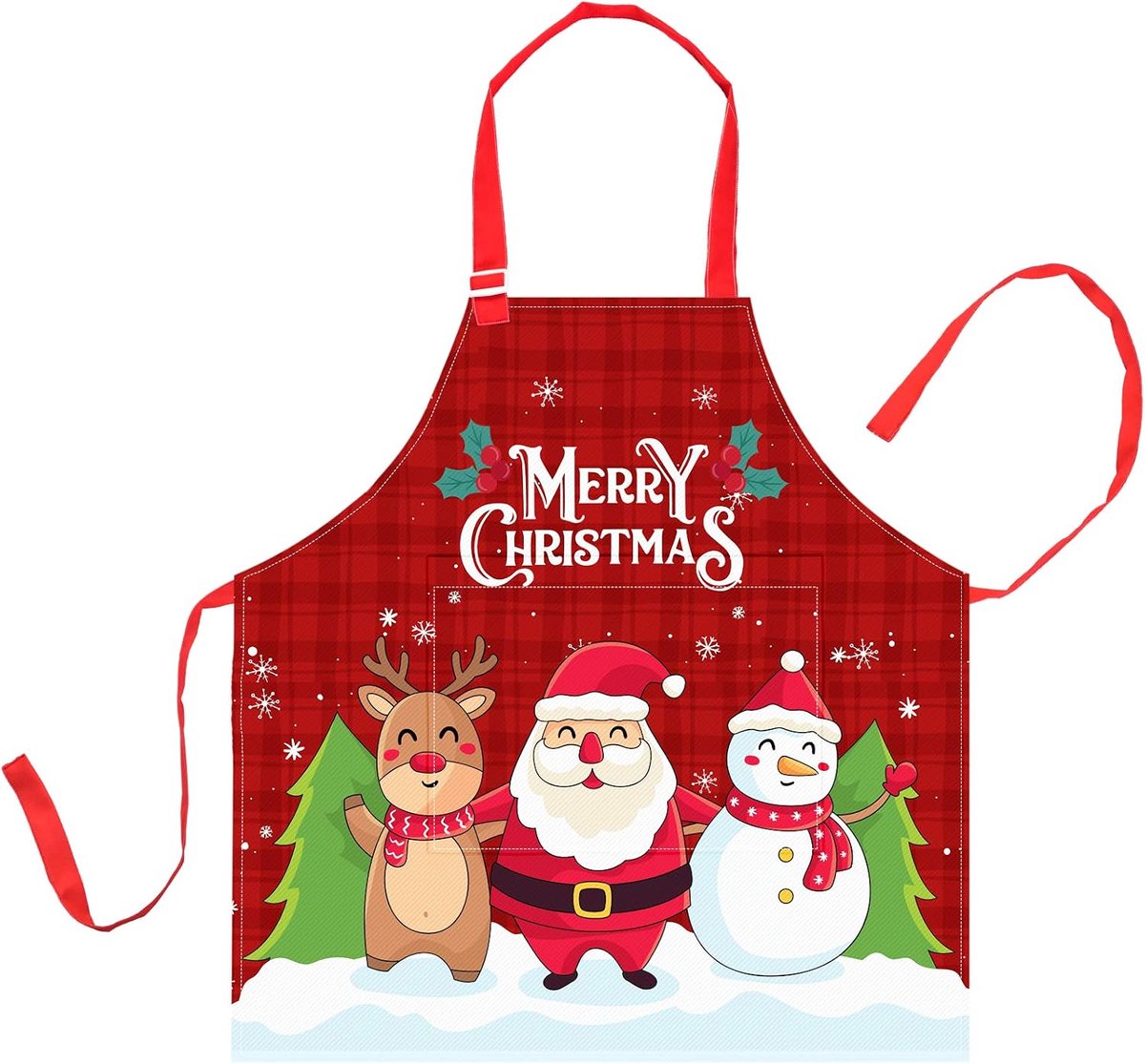 Kinderschort voor meisjes jongens, verstelbare keuken koken schilderij eenhoorn dinosaurus schorten met zak, Vrolijk kerst, Medium,6-12Years