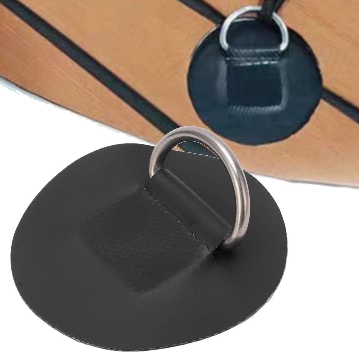 Rvs D Ring Pad Patch, Premium Enkellaagse PVC Patch voor Opblaasbare Booten, SUPs, Kajaks en Kano's, Diameter 6,5 cm, Roestvrij Staal voor Rubberboten, Surfplanken en Paddle Boards