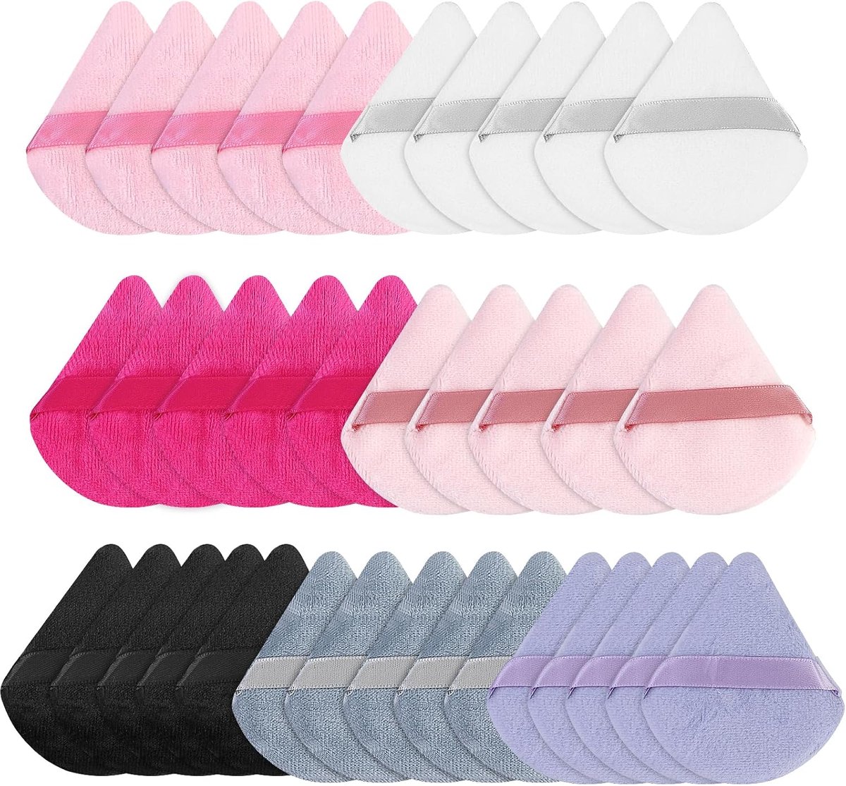 35 stuks driehoekige make-up-poederkwasten, nat en droog, driehoekige poederkwasten, wasbaar, herbruikbare make-up-spons, nat en droog make-up-gereedschap voor los poeder of foundation, rouge