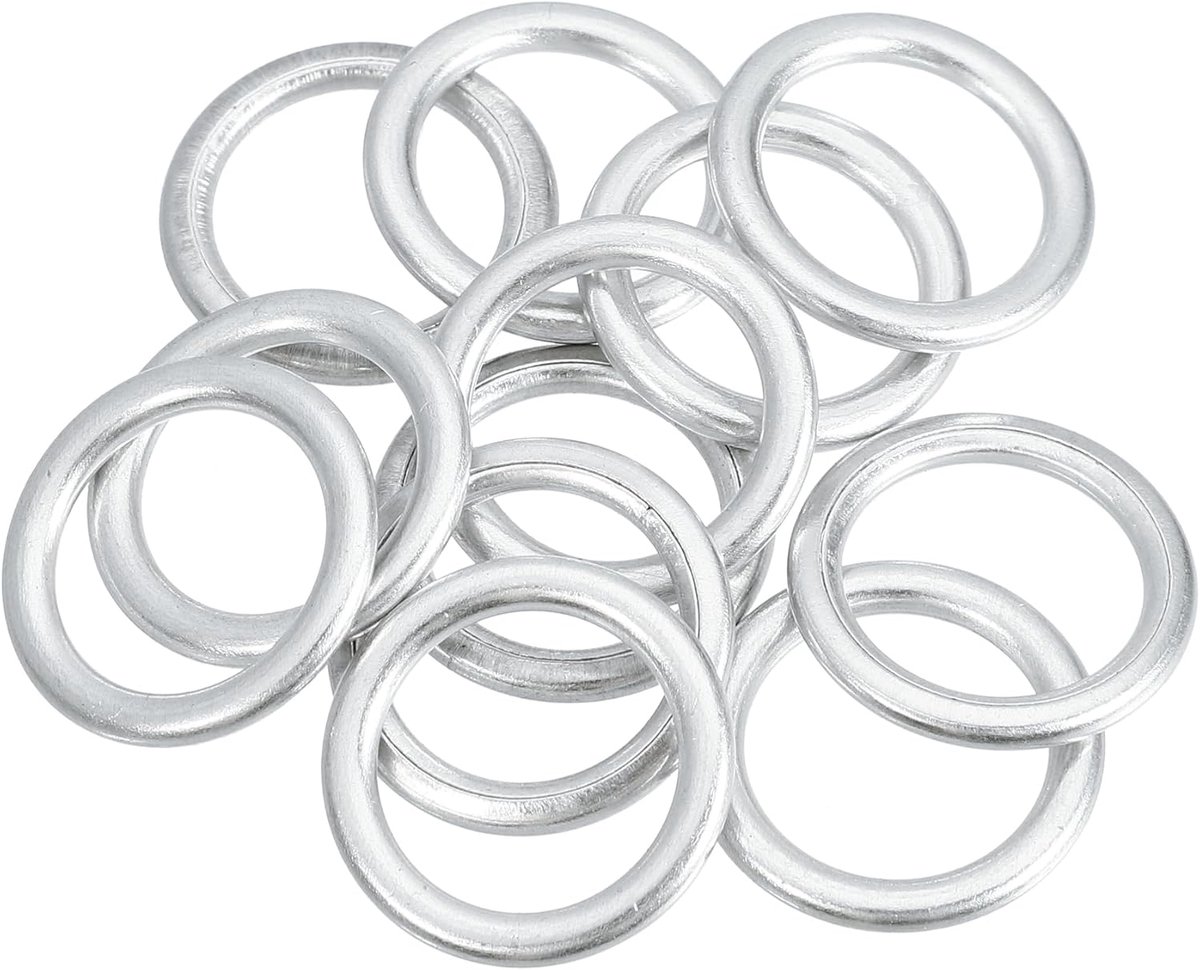 Pakkingen voor olieaftappluggen, afdichtingen voor motorolie-aftapringen, voor Audi A3 2009-2013, aluminium, nr. N0138157, zilverkleurig, 12 stuks