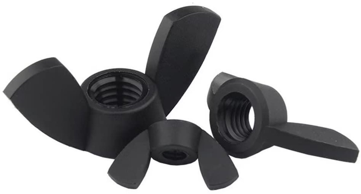 Vleugelmoeren, duimmoeren, zwart, M6 (10 stuks)