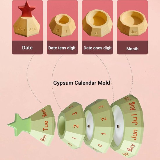 gietvormen Kerstmis WISIRENT, 4 stuks kalender siliconen vormen set gietvormen siliconen adventskrans, 3D-kerstboomvorm, gipsvormen om te gieten, ster voor knutselwerk, doe-het-zelf — afbeelding 2