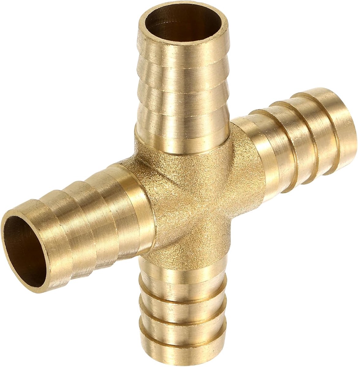 1 stuk messing 4-weg buisschroefverbinding, 5/8 inch (16 mm) kruisstuk slangconnector voor water/brandstof/luchttransport verbinden van leidingen