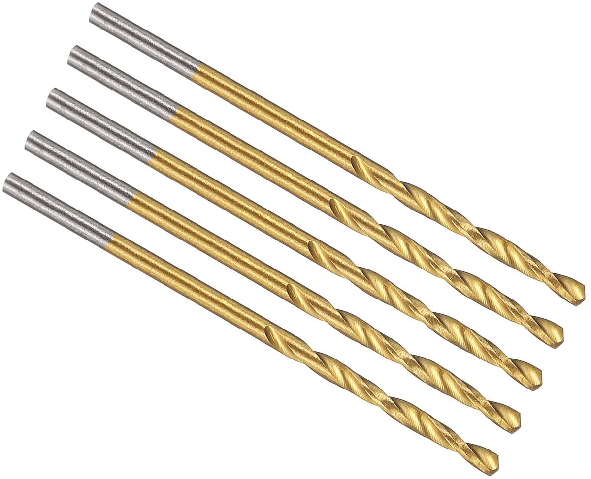 1,6 mm boor, M42 hogesnelheidsstaal met 8% kobalt met rechte schacht 135° titanium nitride (TiN) voor roestvrij staal van hardmetaal - 5 stuks