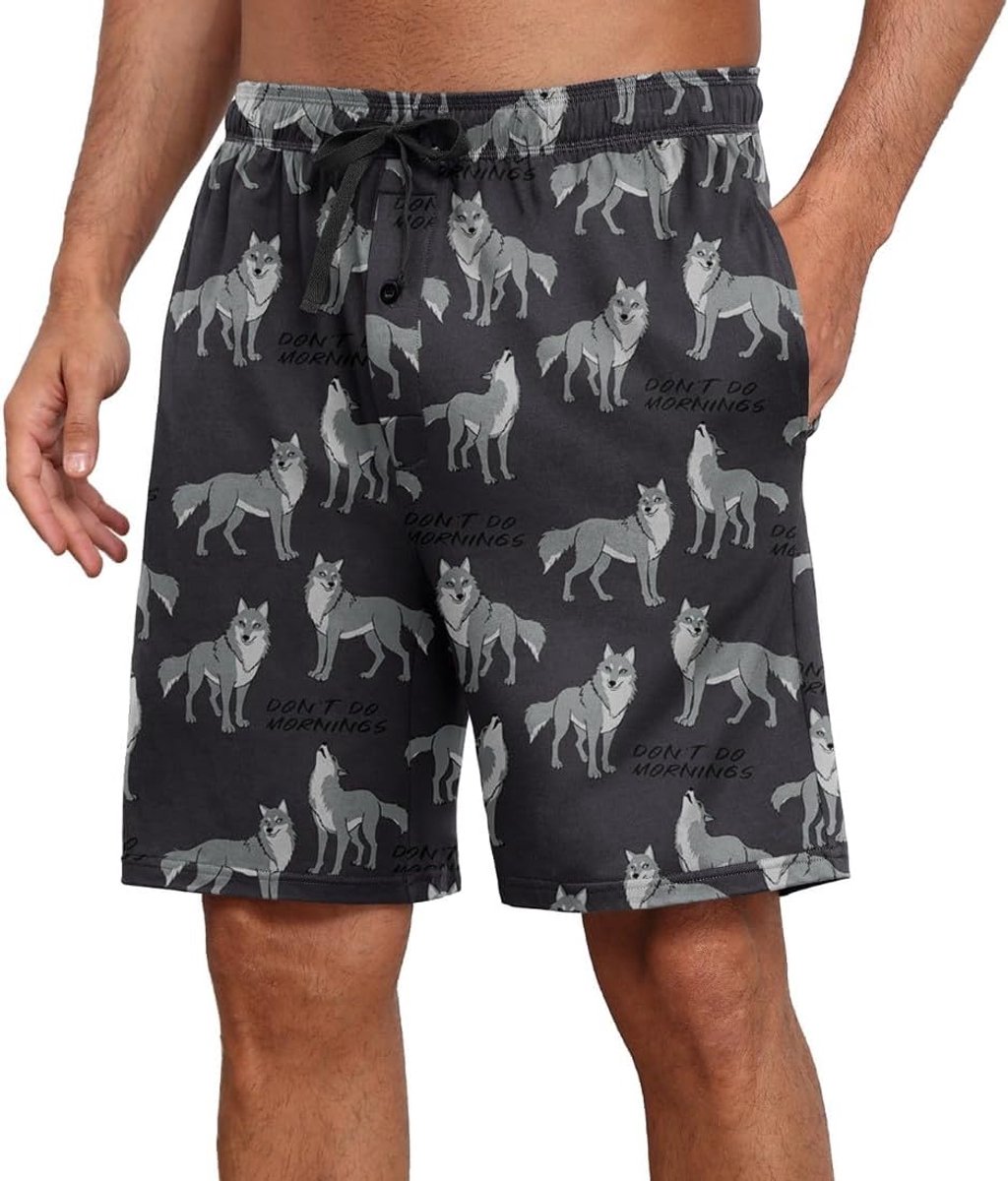 Herenpyjamabroek met zakken, zomerslaap lounge shorts elastische taille pyjama bodems nachtkleding