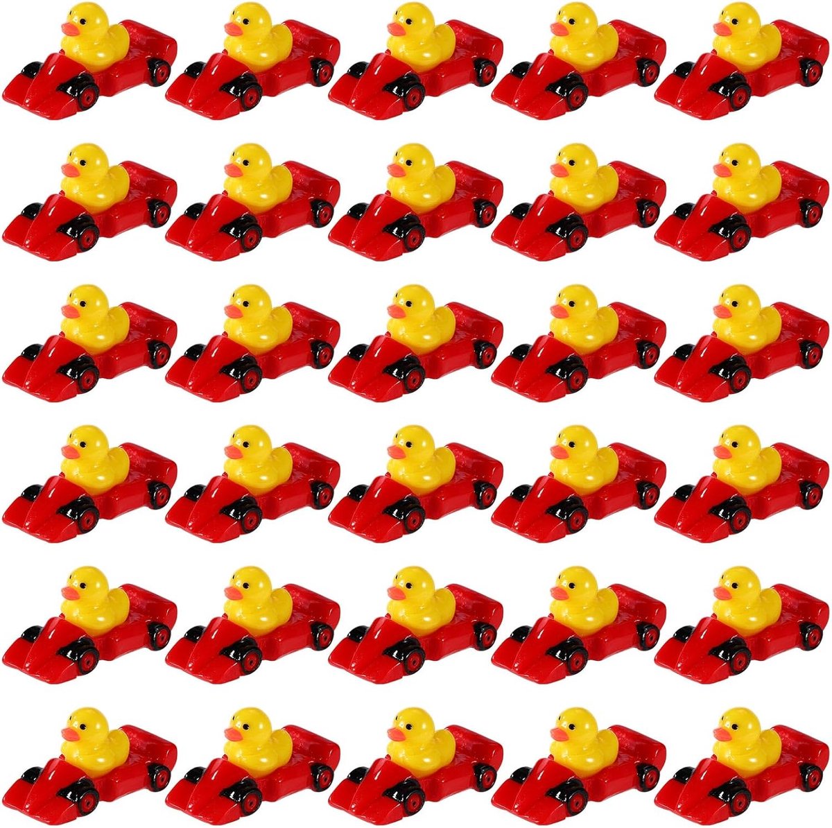 30st Racing Mini-Hars-Eend, Kleine Drag Racing Eenden Poppenhuis Miniatuur Accessoires voor Auto Thema Feestdecoratie DIY Micro Tuin Landschap Bonsai(Rood)