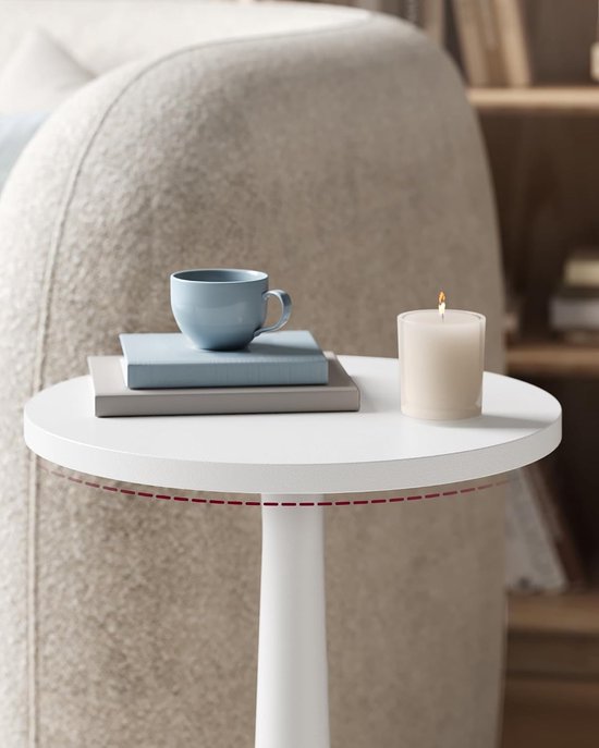 MARIEL Collection - Ronde bijzettafel, Guéridon, voor kleine ruimtes, poten van hout, rustieke stijl, voor woonkamer en slaapkamer, wolkenwit LET293WB02 — afbeelding 4