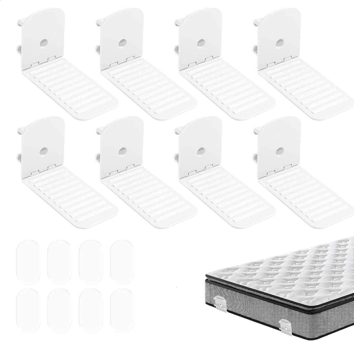hoeslakenhouder, 8 stuks bedlakenspanners, verstelbaar, matrasspanner met sluitstrips, bedlakenhouder, antislip voor alle matrasmaten