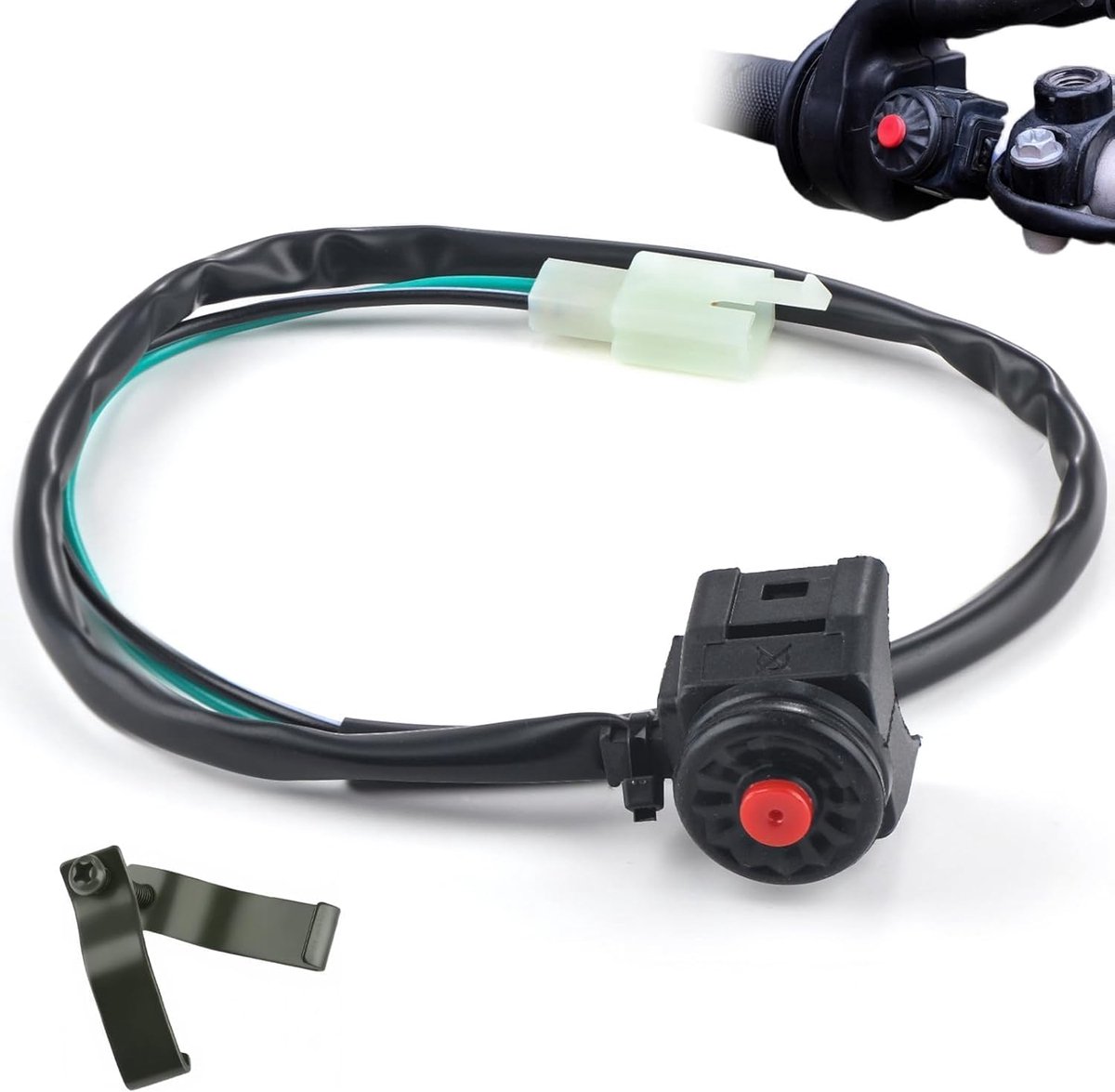 12 V universele drukknop, stroomonderbreker, motorfiets, startschakelaar | Universele drukknop, stroomonderbreker, 7/8 inch, 22 mm, voor motorfietsen, ATV, dirt bike (rood)