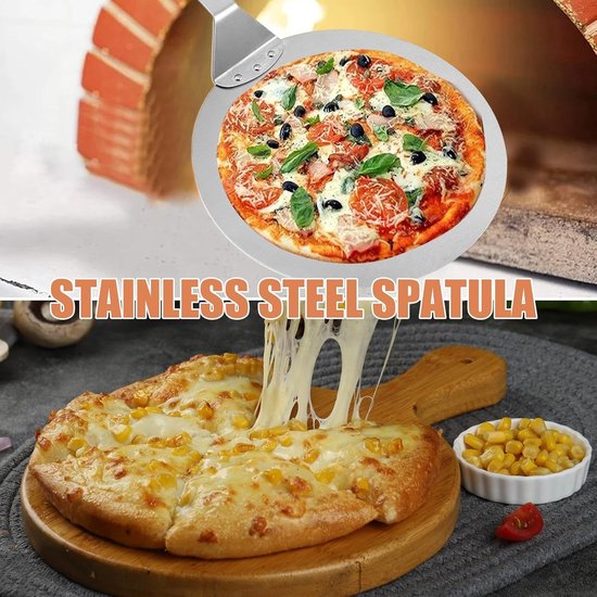 Paddle - RVS Pizza Oven Spatel, Ronde Schraper Tool Pie Server Voor Keuken Restaurant Koken Appartement Serveren Outdoor Thuis — afbeelding 2