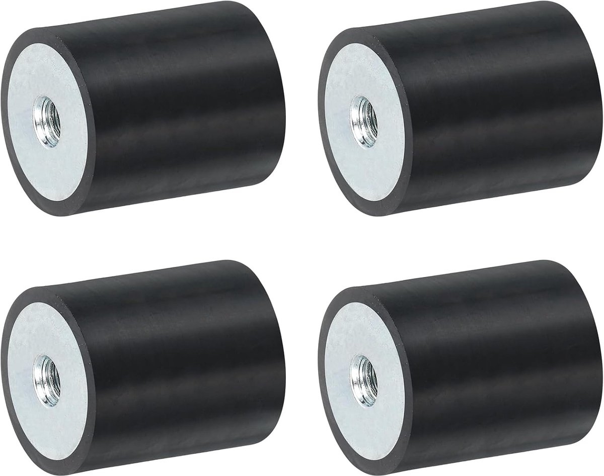 4 stuks 25 x 30 mm M6 schroefdraadbussen van rubber, trillingsisolatoren, vervangt anti-vibratiepads plat Silentblok-basisblok