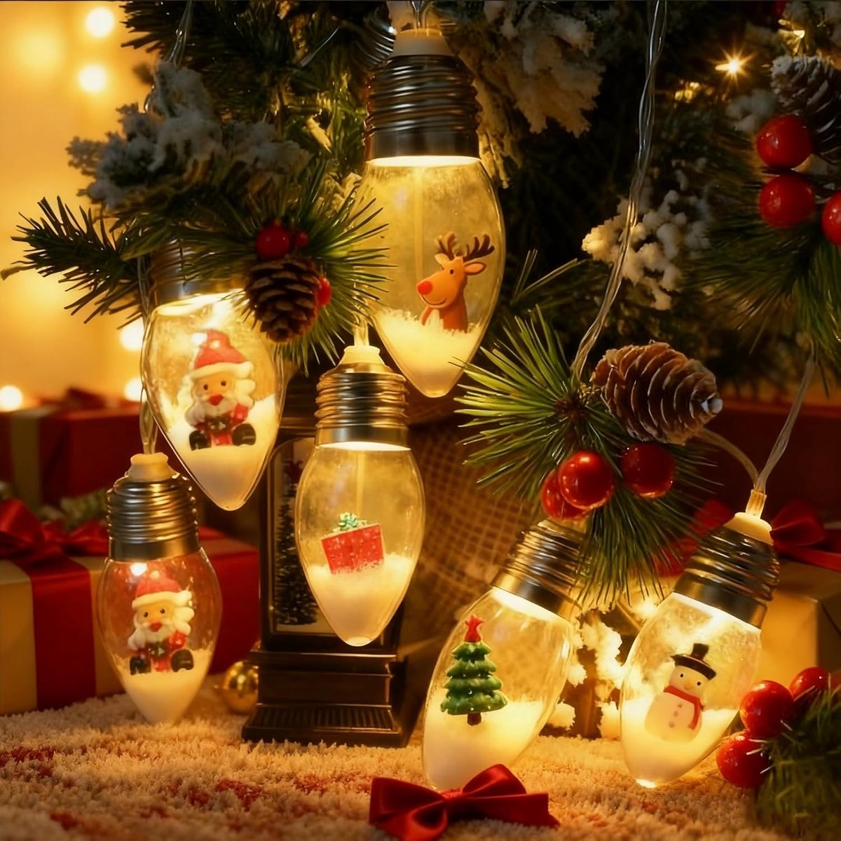 Lichtsnoer voor Kerstmis, 2 m, 10 leds, kerstboom, kerstdecoratie, dennenslinger, lichtketting, kunstslinger voor interieur, huis, trappen, open haard