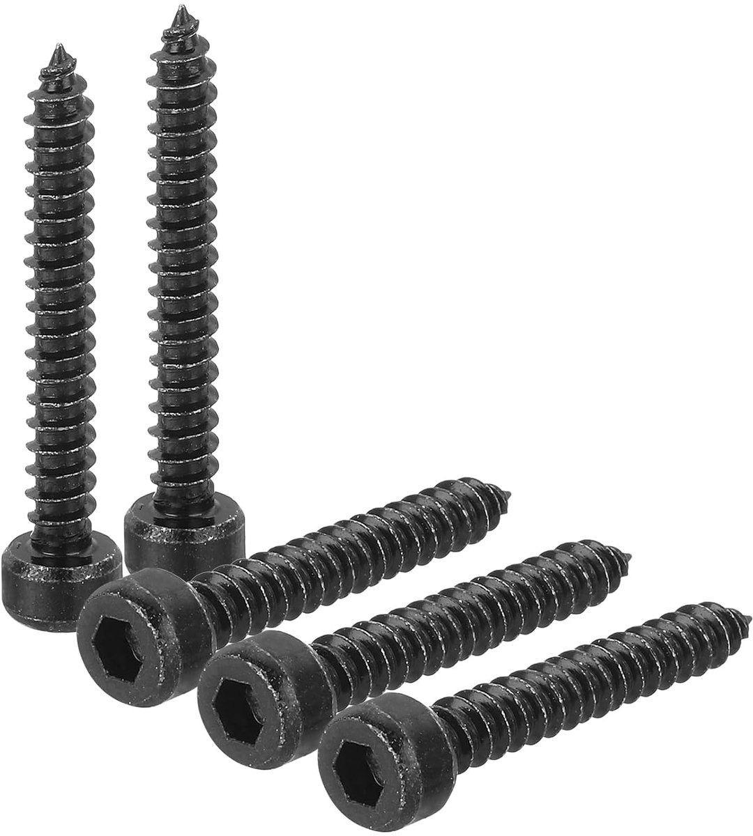 M4 Zeskantkop-zelfboorschroef, 150 stuks M4 x 30 mm 304 roestvrij staal, zeskantkop-boorschroeven, zeskantige aandrijving, zelfboorpunt - zwart