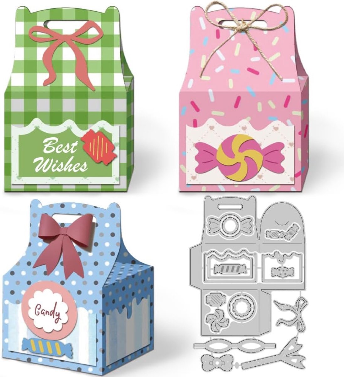 3D-stanssjablonen voor snoep, geschenkdozen, kaarten maken, metalen stanssjablonen, scrapbooking, reliëfsjablonen, stanssjablonen, accessoires voor doe-het-zelf knutselen, fotoalbums