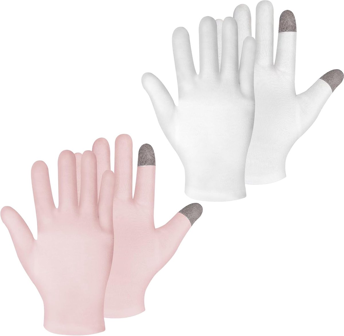 katoenen handschoenen, 2 paar touchscreen-handschoenen van katoen voor droge handen, herbruikbaar 's nachts, katoenen handschoenen om te slapen, spa, huidbehandeling