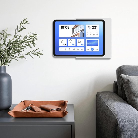 Wandhouder voor Samsung Galaxy Tab A9+ / A11 Plus (11 inch) - Perfect Passende & Platte Slide-in Houder voor Smart Home & Dashboard - met Kabelmanagement - Wit — afbeelding 2