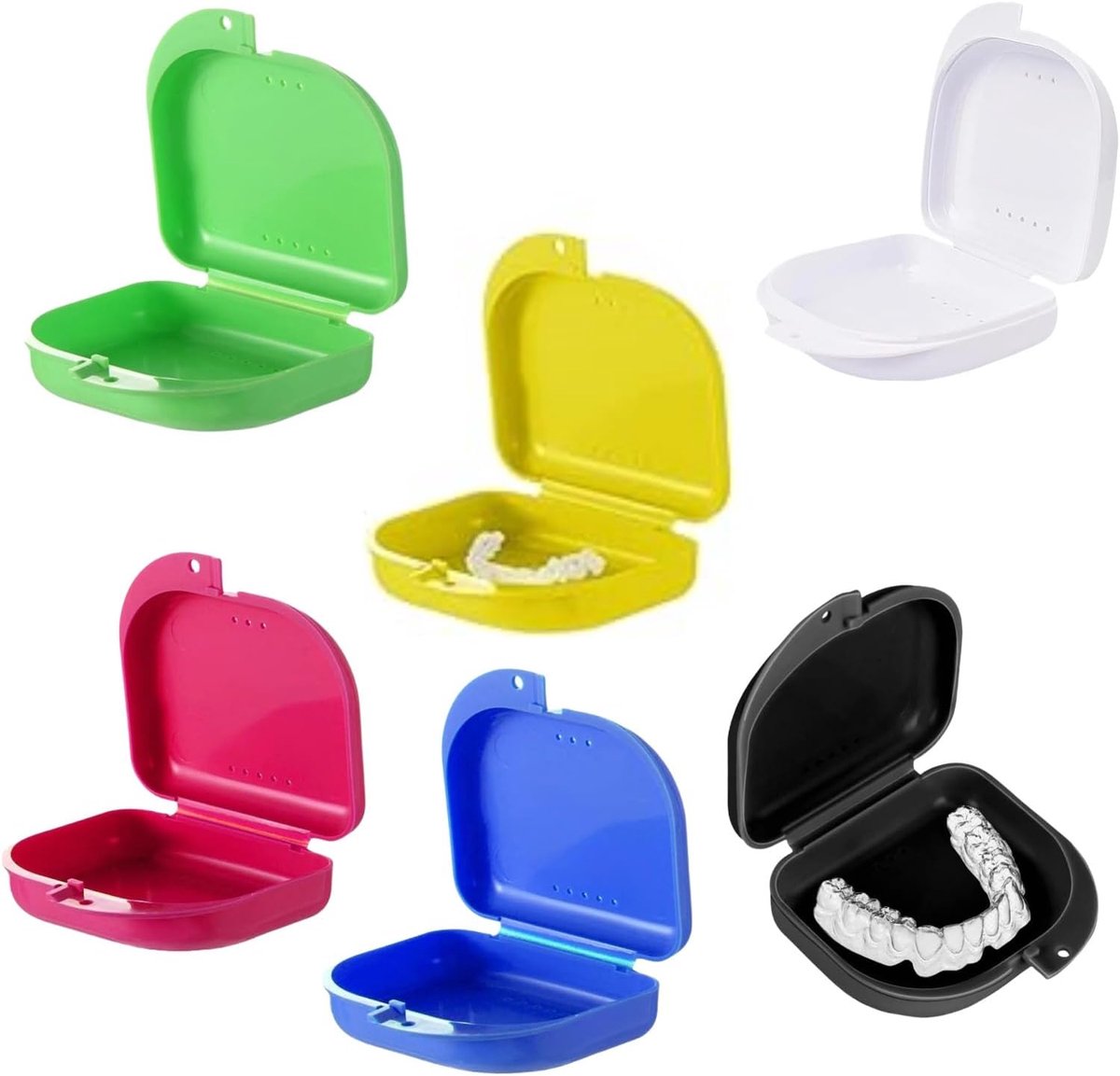 6 stuks, etui voor prothesen, tandprothesehouder, tandopslag, hygiënisch, voor prothesen