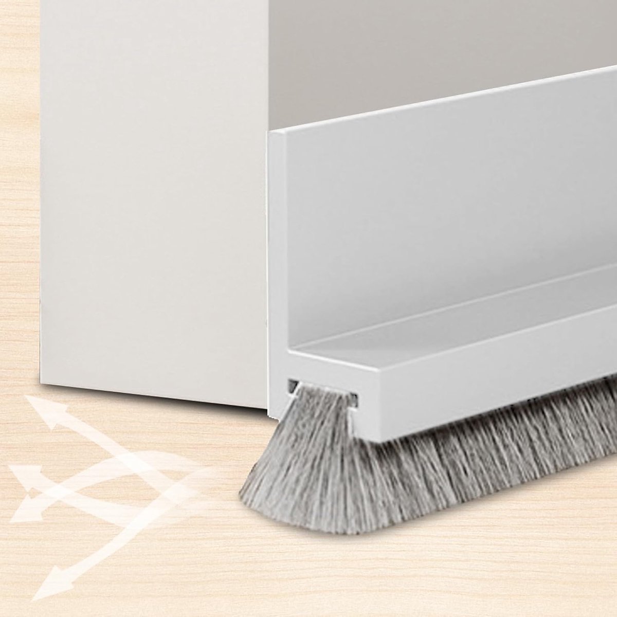 100 cm afdichting voor onderdeurborstel – 53 mm afdichting borstelband, geluidsisolatie en thermische isolatie, zelfklevend, om op maat te snijden – tochtstopper stofdicht (wit)