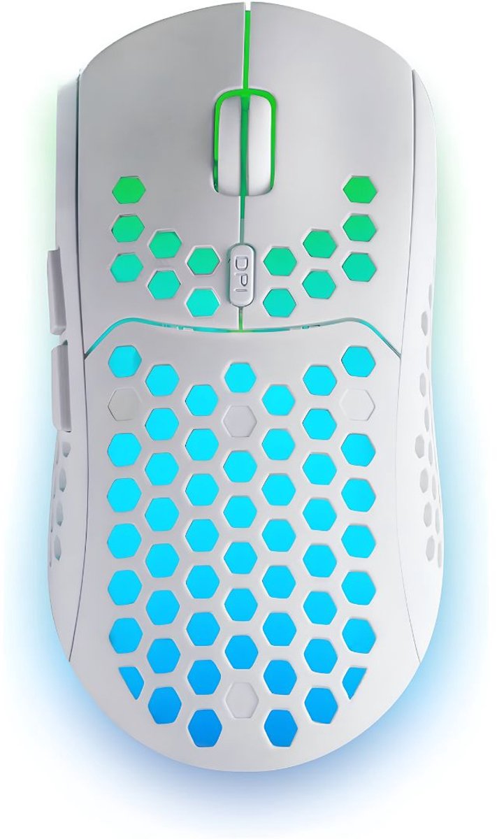 JCP® Gamingmuis - Gaming Muis - Computermuis - Draadloze Gaming Muis - Wit - 13cm x 6cm x 4cm