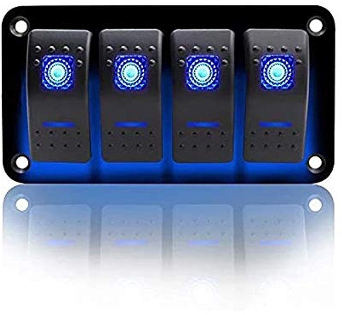 6 Gang Toggle Schakelaar AAN-UIT IP65 Waterdichte 12 V 24 LED Tuimelschakelaar Panel voor Boot RV Auto Voertuigen Vrachtwagen Trailer Yacht (Blauw)