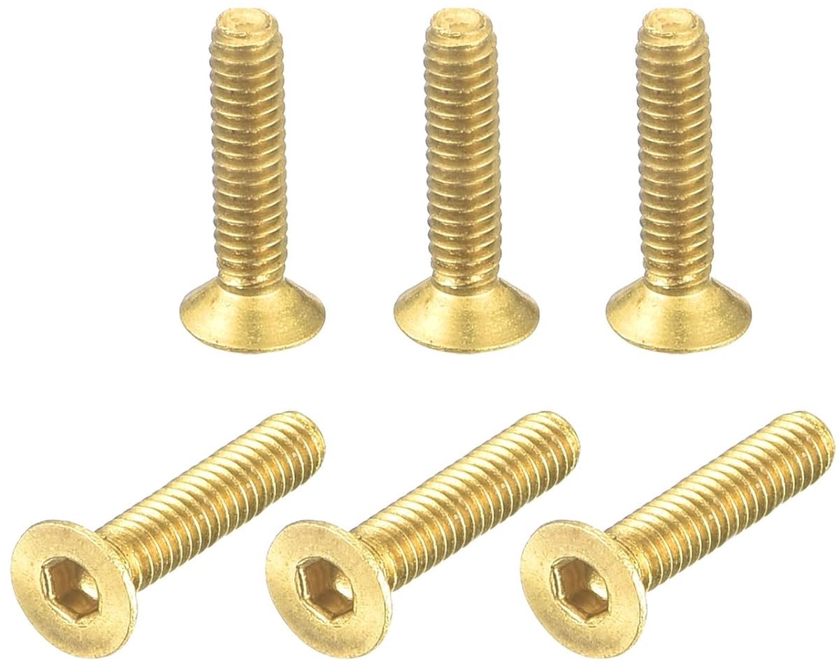Platte kopschroeven met binnenzeskant, M2 - 0,4 x 10 mm, 6 stuks, bevestigingsschroeven met binnenzeskant van messing