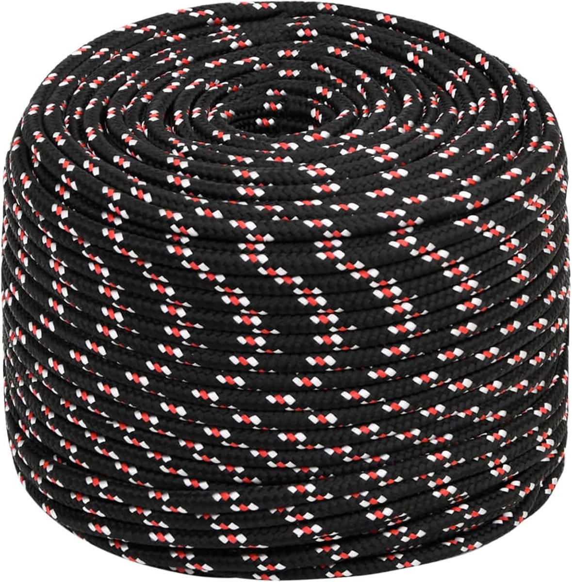 Boottouw, touw voor boten, ankerlijnen, aanzetter, polypropyleen touw, gevlochten lijn, zwart 10 mm 100 m polypropyleen