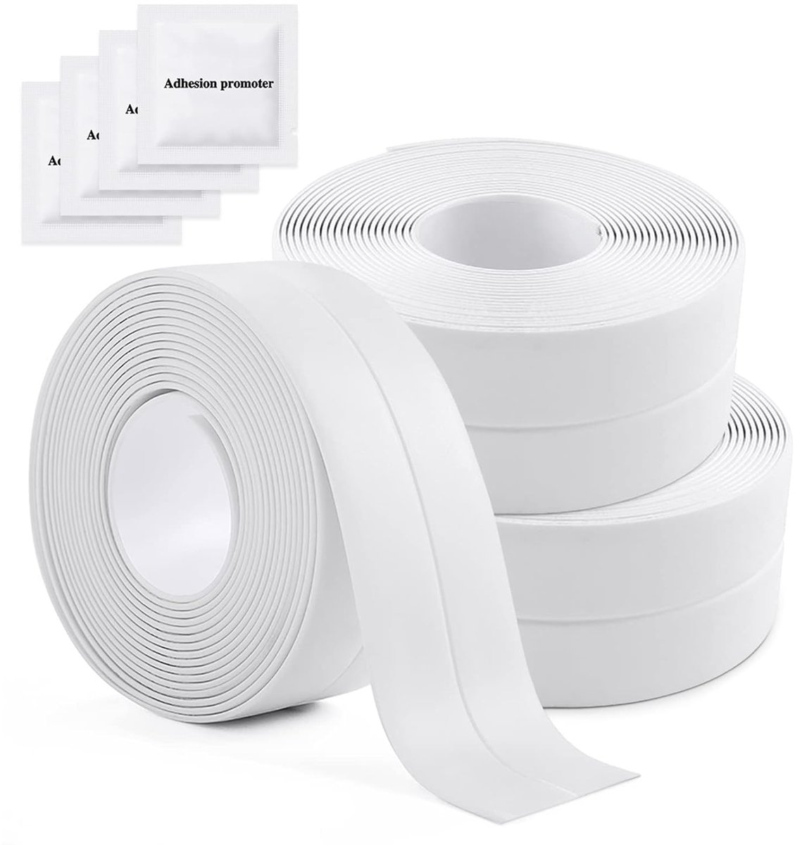 3 rollen afdichtingstape, zelfklevend, waterdicht pvc, hoekplakband, zachte plint, afdichtband voor badkuip, werkoppervlakken, toilet, gootsteen, keuken