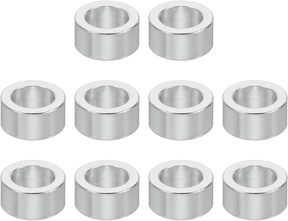 M5 Aluminium Spacers, 10 Stks Metalen Spacer Aluminium 5.2mm ID x 8mm OD x 4mm L Aluminium Spacer Schroef Standoff Ronde voor 1/5 "of M5 Schroefbouten