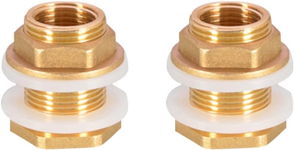 watertankkoppelstuk, 2 stuks mannelijke 3/4 inch vrouwelijke 1/2 inch draad messing koppelstuk voor watertorenuitlaat interface aansluiting koper buis adapter pijp