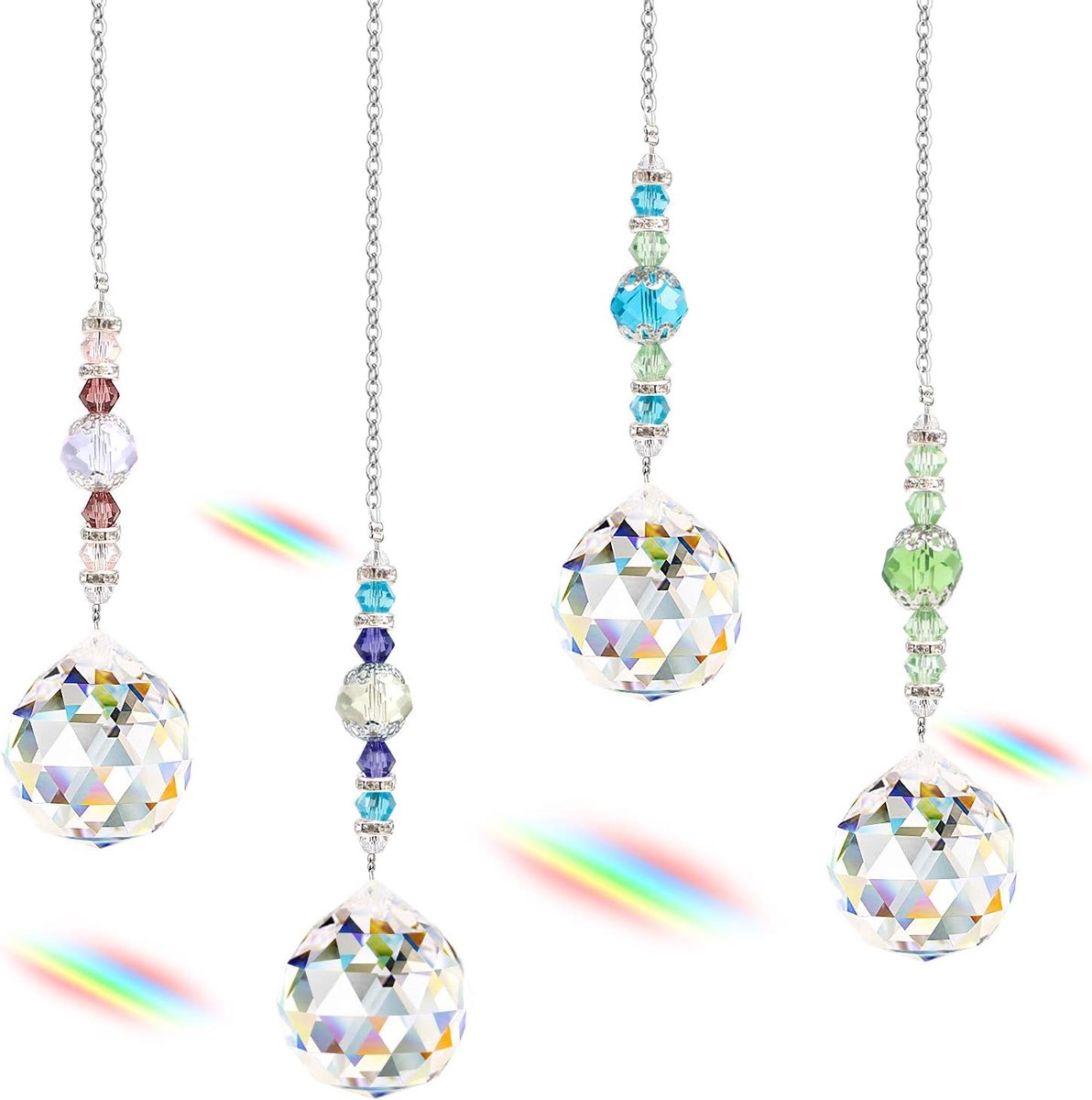 Zonnesensor hangers, 4 stuks zonnevanger kristallen kroonluchter voor fotografie decoratie kroonluchter huis tuin kristal regenboog zon heeft 4 verschillende kleuren en zonnevanger