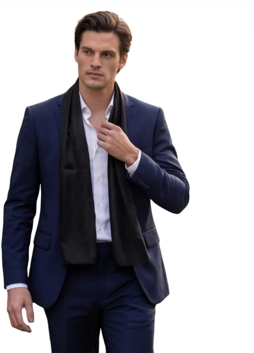 100% zijde chiffon halsdoek zijden sjaal 180x80cm effen kleur voor pak donkerblauw doek zijden doek stola zakelijke stijl cadeau voor hem