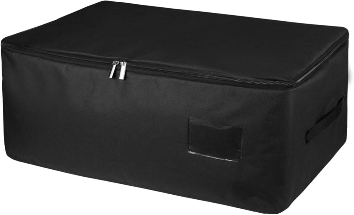 Opbergtas, 49 l, voor onderbed, grote tas, opbergtas, kleding, met handvat en ritssluiting, waterdichte Oxford-stof, 56 x 35 x 25 cm, zwart